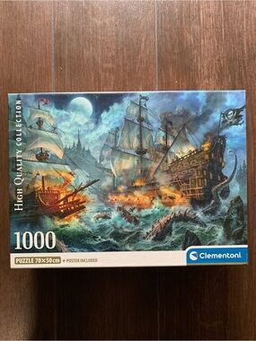 Clementoni PIRATES BATTLE Ship Sea 1000 Piece Jigsaw Puzzle Italy Complete